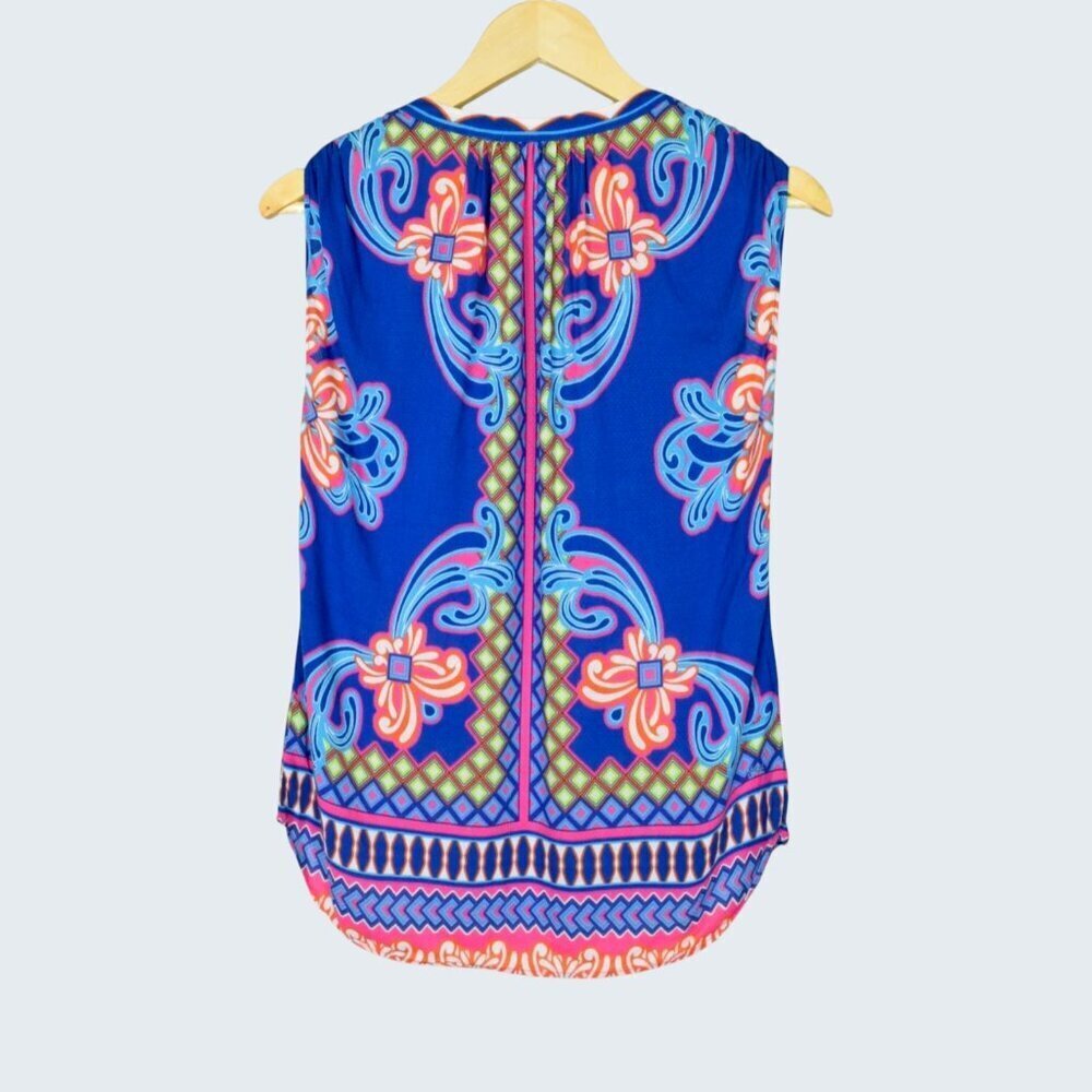 HALE BOB MULTI-COLOR BLUE GEOMETRIC SLEEVELESS TOP - Picture 7 of 9